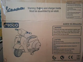 Moto Vespa Eléctrica Infantil Blanca BATERÍA NUEVA