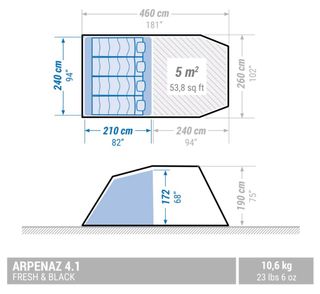 Tienda Camping Arpenaz 4.1 Fresh & Black