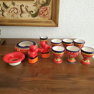 Lote cerámica pintada a mano