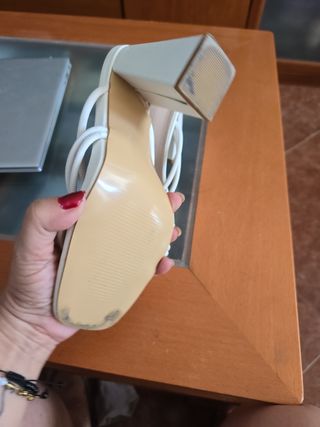 Sandalias tacón blancas verano, como nuevo 