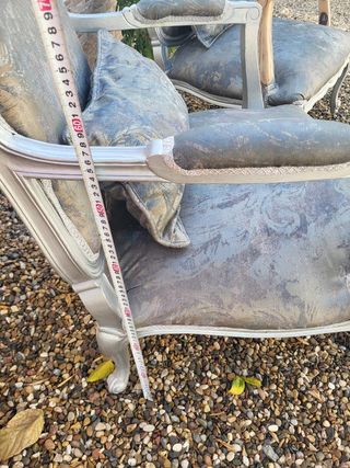 2 Sillones Vintage Tapizados Tela y Madera.