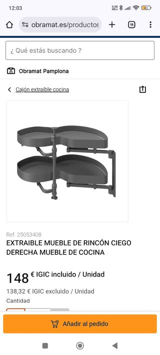 Extraíble para mueble rincón derecho (cocina)
