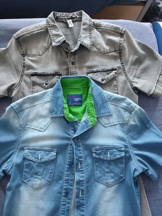 Set 2 camicie di jeans a maniche corte