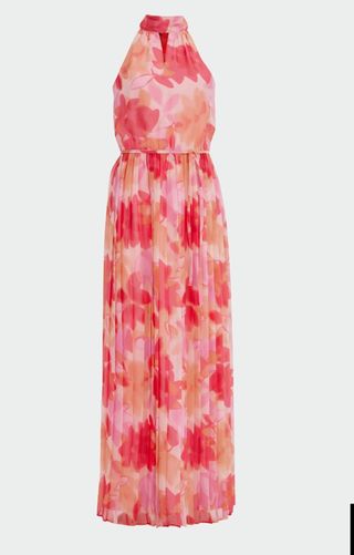 Vestido largo escote halter floral