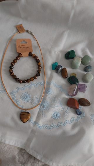 Collar y pulsera piedra ojo de tigre