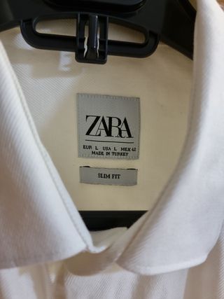 Camisa Zara L Blanca Manga Larga