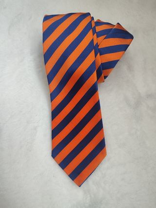 Corbata El Ganso Rayas Naranja y Azul