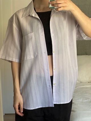 Camisa Vintage Rayas Lavanda