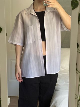 Camisa Vintage Rayas Lavanda