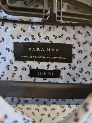 Camisa Zara Slim Fit Estampada XL
