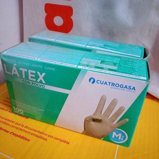 200 GUANTES LÁTEX CON POLVO CUATROGASA TALLA M NUE