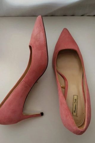 Zapatos tacón piel Massimo Dutti rosa