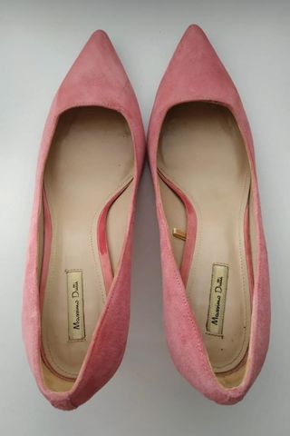 Zapatos tacón piel Massimo Dutti rosa