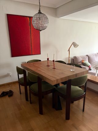 Sillas comedor vintage tela y madera