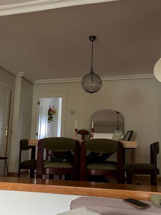 Sedie da pranzo vintage in tessuto e legno