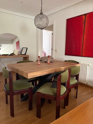 Sillas comedor vintage tela y madera