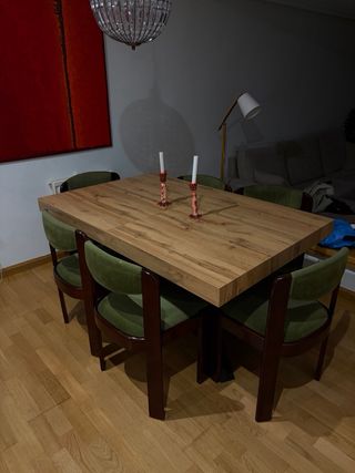 Sillas comedor vintage tela y madera