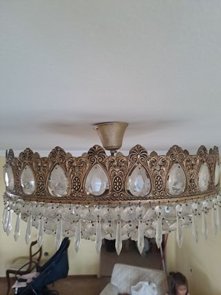 Lámpara de techo antigua de cristal y metal