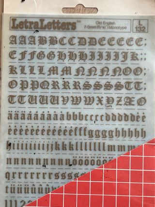 26 hojas Letraset Vinilos Adhesivos letras numeros