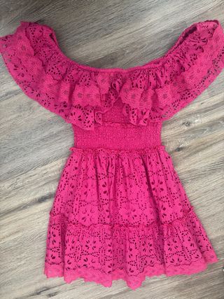 Vestido Suances rosa fucsia bordado