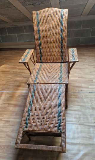 Chaise longue in vimini anni '30