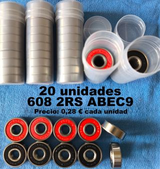 20 Rodamientos 608 2RS ABEC-9 Patines Skate