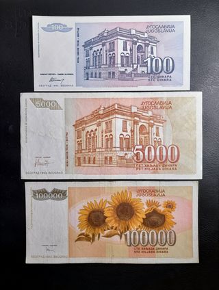 Billetes de Yugoslavia