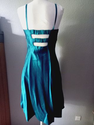 Vestido Futura verde azulado con lazo