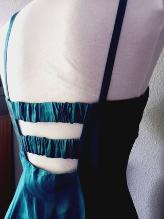Vestido Futura verde azulado con lazo