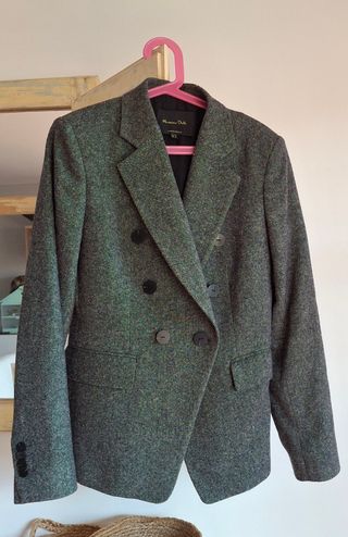 Blazer Massimo Dutti Lana Gris Talla S
