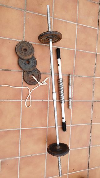 Juego de pesas y barra