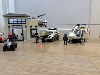 Set Policía Playmobil: Helicóptero, Coche, Barco