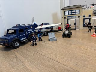 Set Policía Playmobil: Helicóptero, Coche, Barco