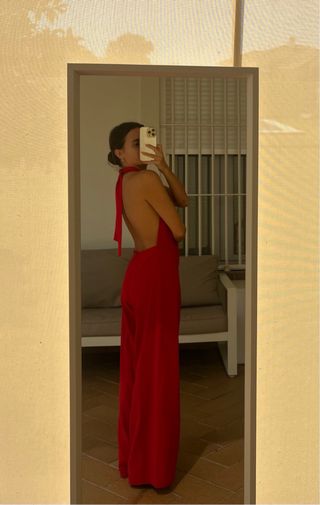 Mono largo rojo halter