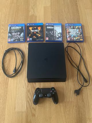 PS4 Slim 1TB Negra + 4 Juegos