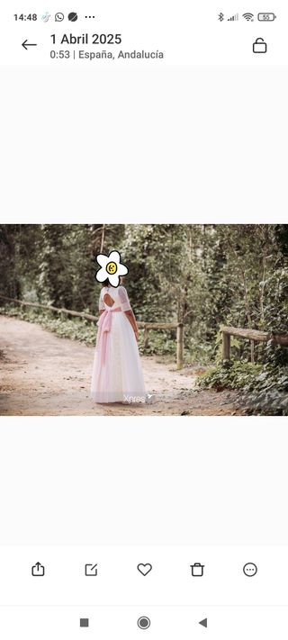 Traje de Comunión Blanco y rosa niña 