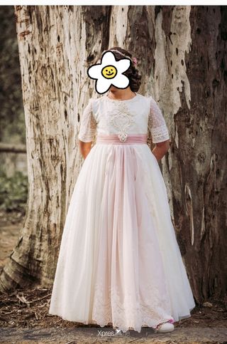Traje de Comunión Blanco y rosa niña 