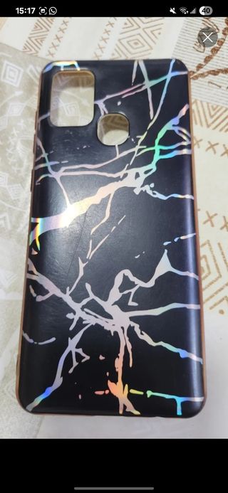 Funda Samsung A21s Negra Mármol Holográfico