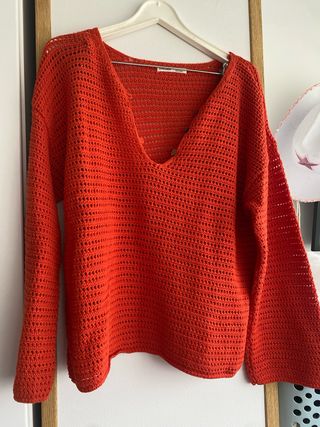 Jersey Oversize Crochet Naranja