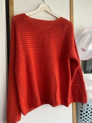 Jersey Oversize Crochet Naranja