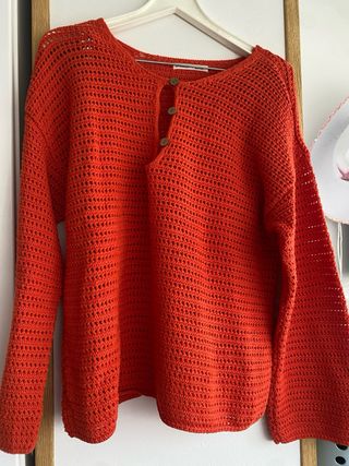Jersey Oversize Crochet Naranja