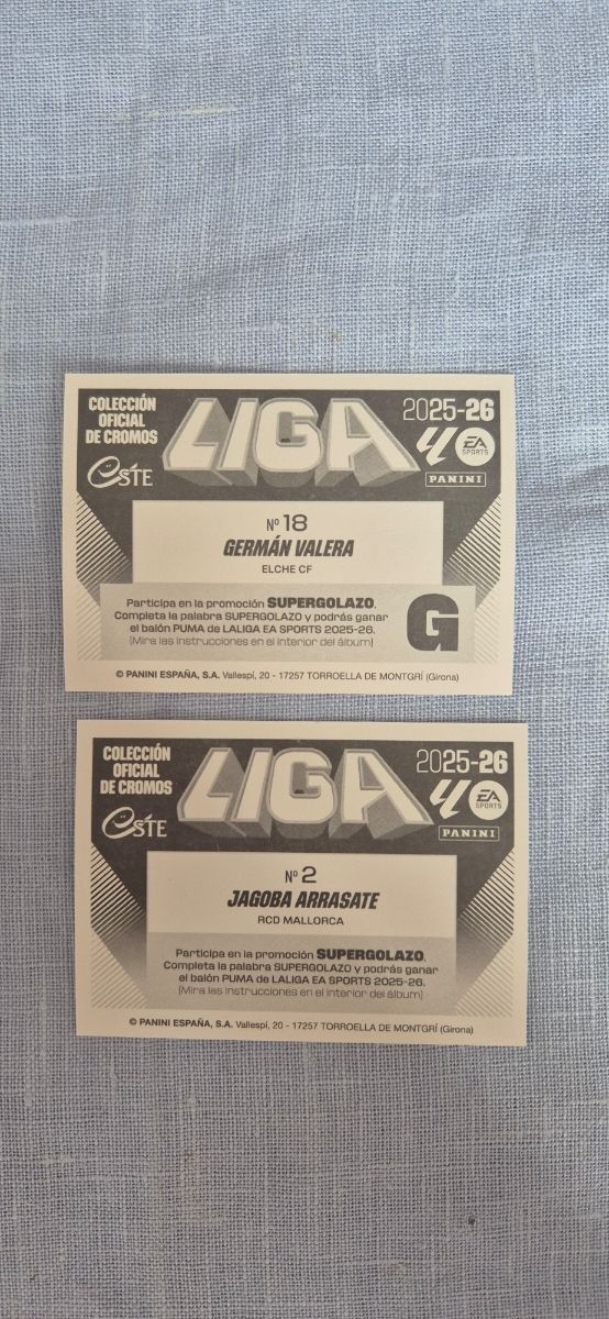 2 cromos Liga 2025-26