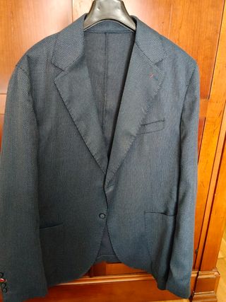 Americana de caballero azul/gris