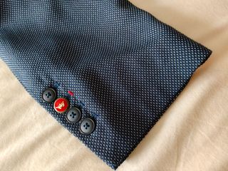 Americana de caballero azul/gris