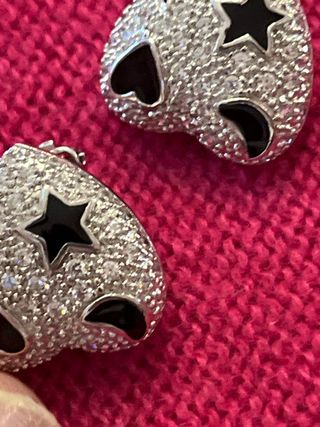 Orecchini donna cuore argento e nero