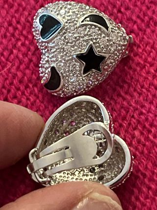 Orecchini donna cuore argento e nero