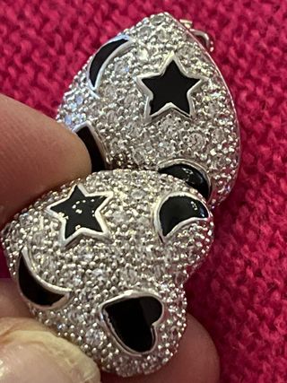 Orecchini donna cuore argento e nero