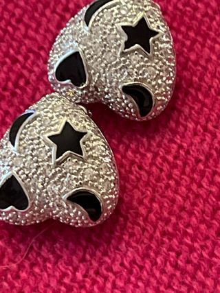 Orecchini donna cuore argento e nero