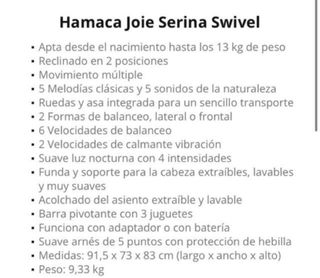 Hamaca Joie Serina SWIVEL hasta 13kg