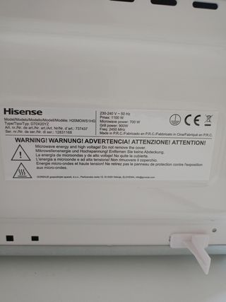 Microondas 20 litros Grill Hisense